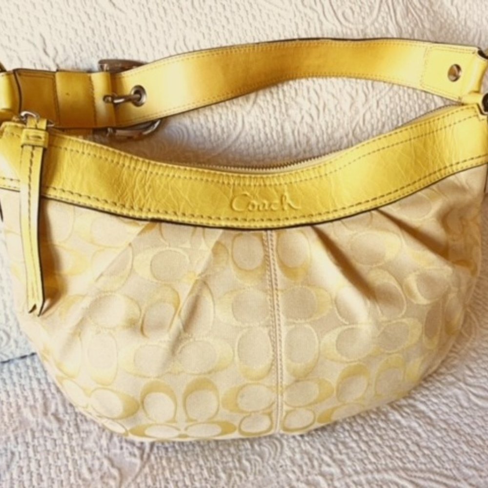 Coach Yellow Optic Canvas Leather SOHO Purse